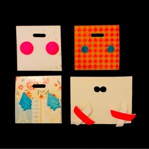 Vintage 1980’s Studded Earrings Metal Other material Lot of 4 blue and pink